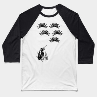 CRAB INVADERS (Black Print) Baseball T-Shirt